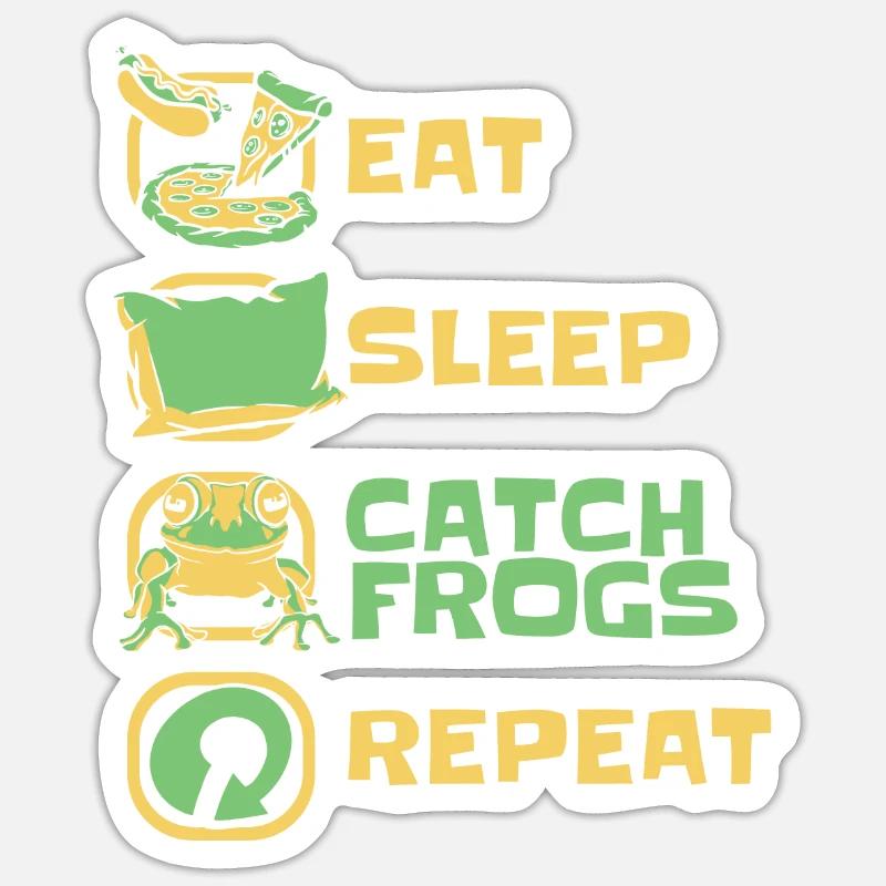 Eat Sleep Catch Frogs Repeat Toad Tadpole Sticker size S (10 x 10 cm)