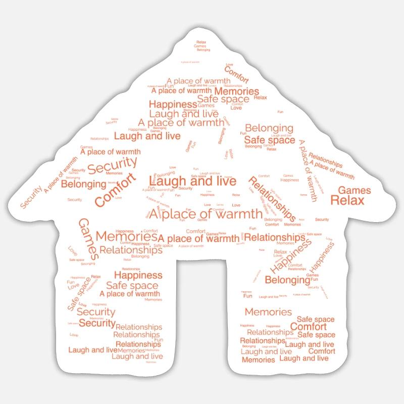Home Graphic Tee with Words Pattern design. Sticker size S (10 x 10 cm)