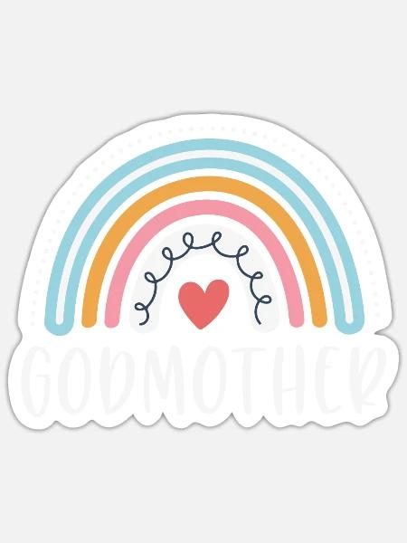 Patin Geschenke Familie Regenbogen Grafik - Sticker Größe S (10 x 10 cm) - Mattweiß