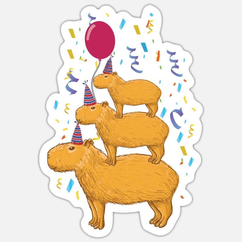 Capybara Geburtstag Sticker Größe S (10 x 10 cm)