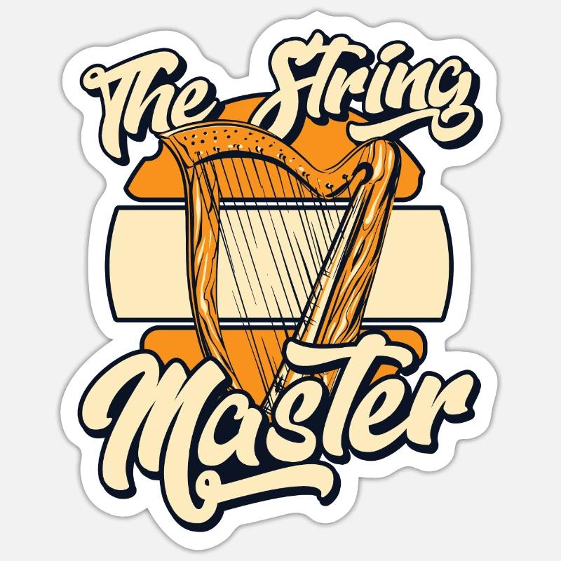 The String Master Harfe Konzertharfe Harfenspieler Sticker Größe S (10 x 10 cm)