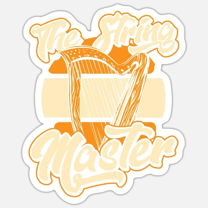 The String Master Harfe Konzertharfe Harfenspieler Sticker Größe S (10 x 10 cm)