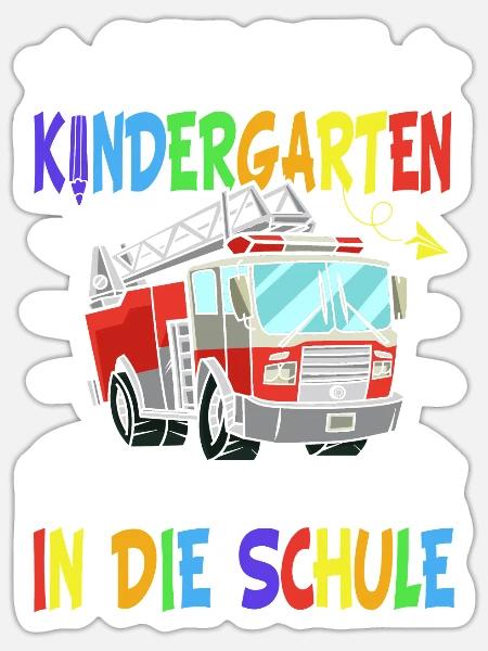 Feuerwehr Einschulung Jungen Schulkind - Sticker Größe S (10 x 10 cm) - Mattweiß