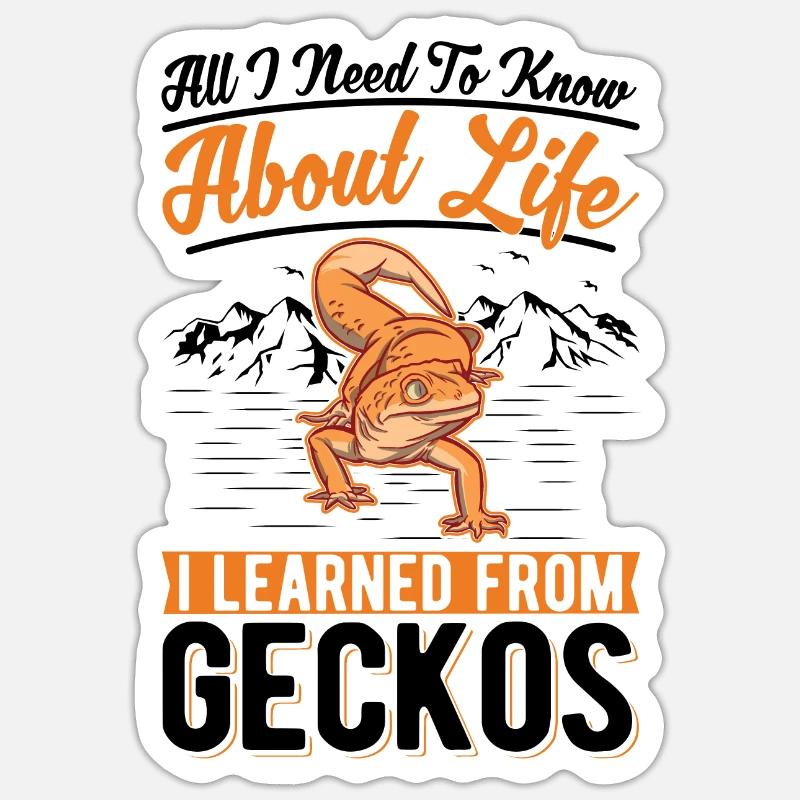 Gecko Geschenk Leopardgecko - Sticker Größe S (10 x 10 cm) - Mattweiß