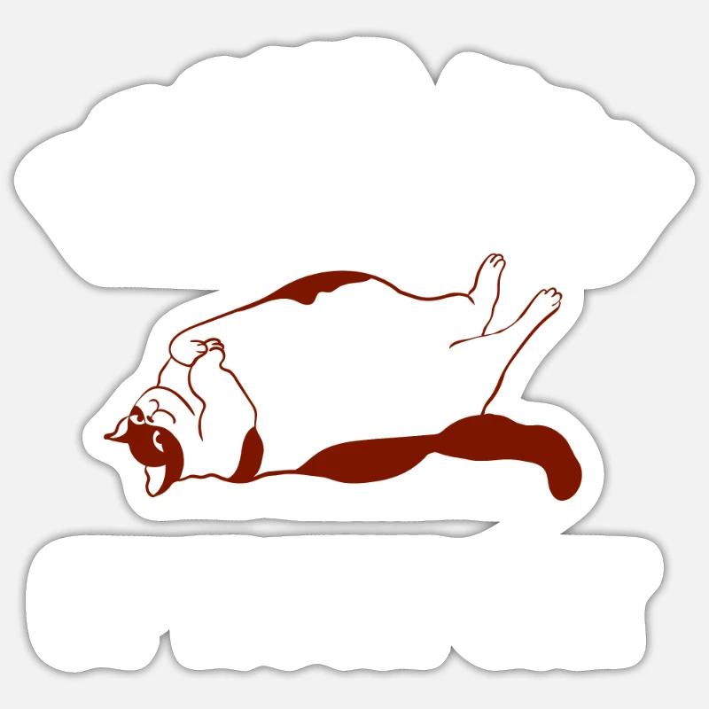 Obésité du gros chat - Sticker taille S (10 x 10 cm) - blanc mat