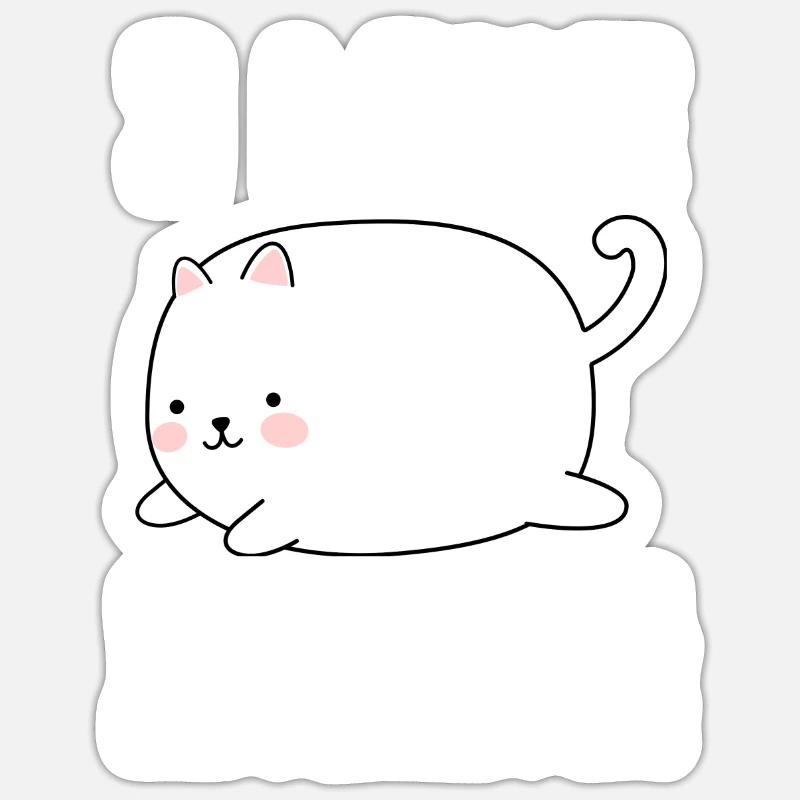 Obésité du gros chat - Sticker taille S (10 x 10 cm) - blanc mat
