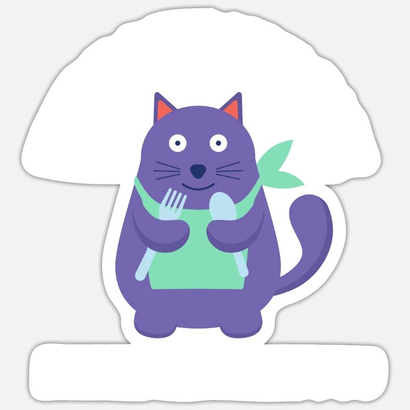 Obésité du gros chat - Sticker taille S (10 x 10 cm) - blanc mat