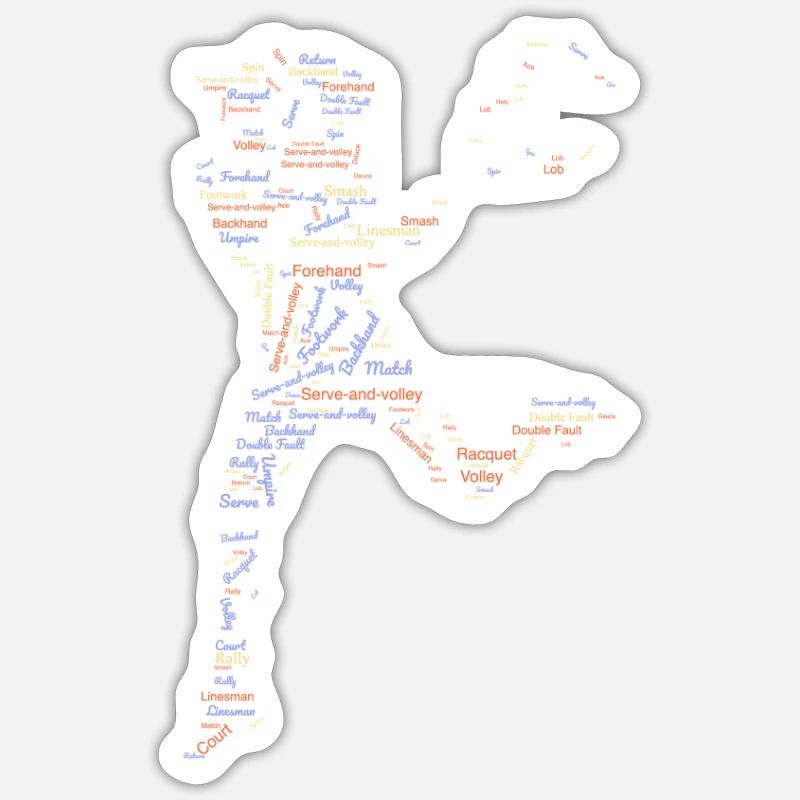 Tennis Graphic Tee with Words Pattern design. Sticker size S (10 x 10 cm)