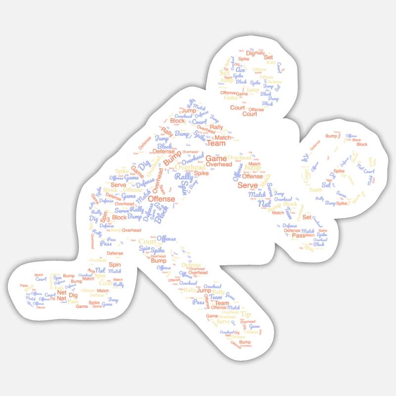 Volleyball Graphic Tee with Words Pattern design. Sticker size S (10 x 10 cm)