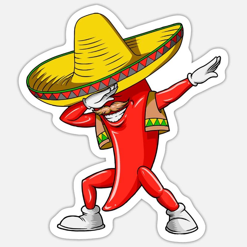 Dabbing Cinco De Mayo Chilli T idea Men Womens Kid - Sticker size S (10 x 10 cm) - white matte