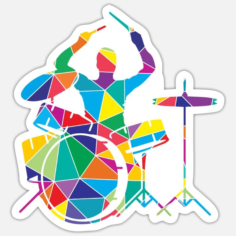 Batterie Polygon Batteur - Sticker taille S (10 x 10 cm) - blanc mat