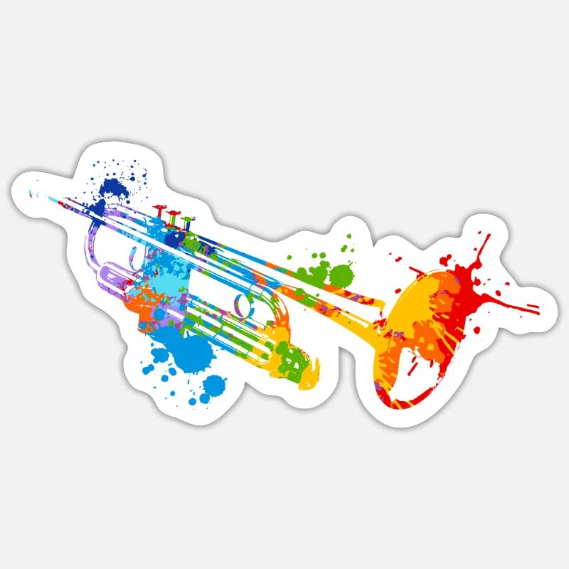 Splash Trompete - Sticker Größe S (10 x 10 cm) - Mattweiß