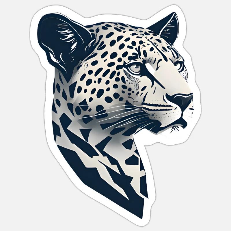Einfaches Design Lephard-Kopf - Sticker Größe S (10 x 10 cm) - Mattweiß