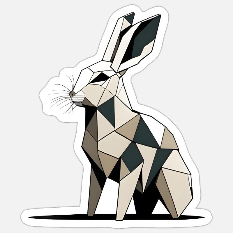 Lapin polygonal - Sticker taille S (10 x 10 cm) - blanc mat