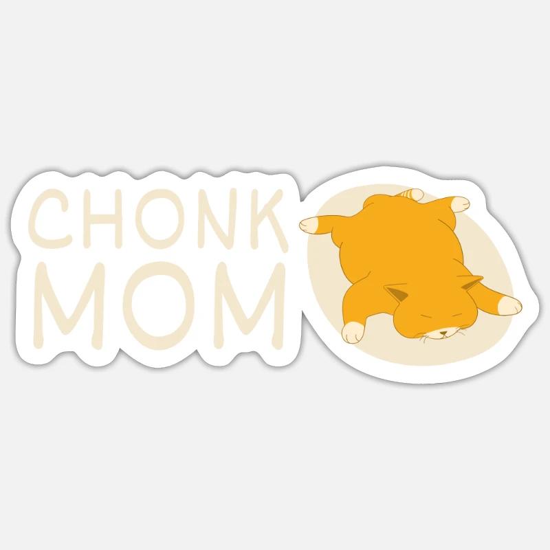 Chonk Cat Obésité - Sticker taille S (10 x 10 cm) - blanc mat