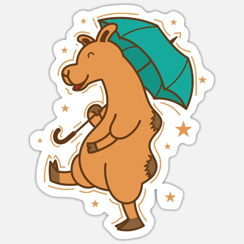 Camel with umbrella dromedary caravan - Sticker size S (10 x 10 cm) - white matte