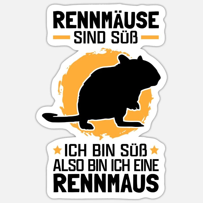 Also bin ich eine Rennmaus Nagetier Gerbil - Sticker Größe S (10 x 10 cm) - Mattweiß