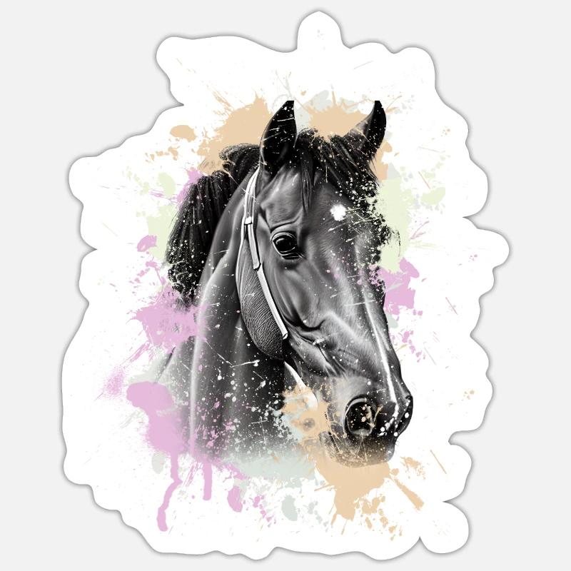 Cheval - Sticker taille S (10 x 10 cm) - blanc mat