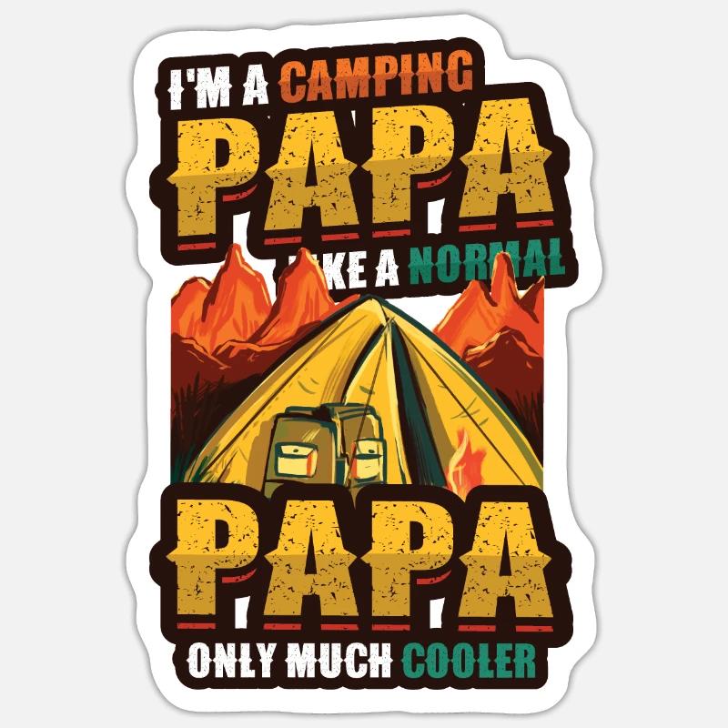 Camping Papa, campfire - Sticker size S (10 x 10 cm) - white matte