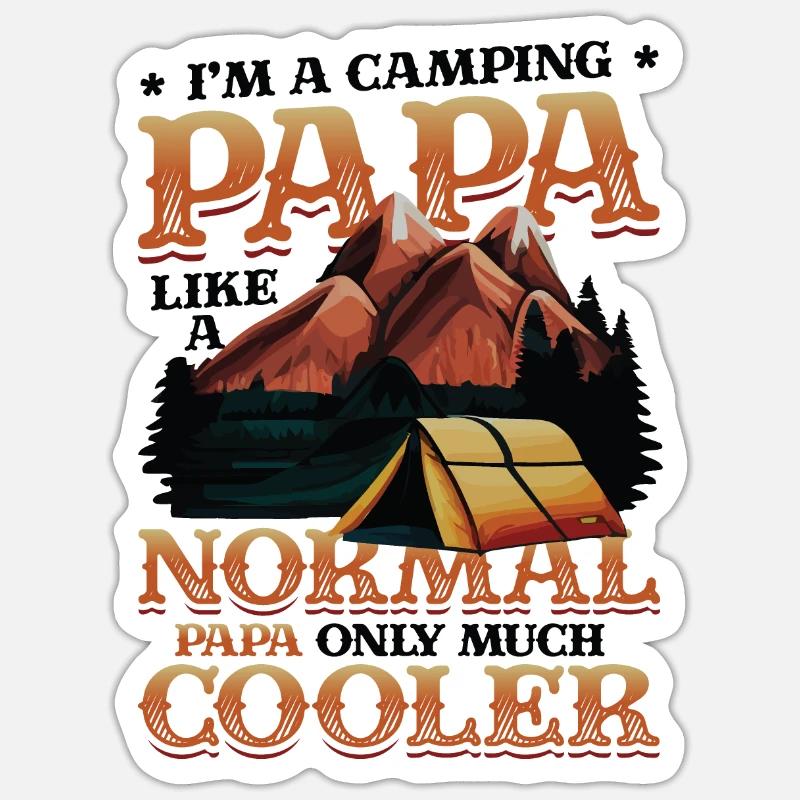 Camping Papa, campfire - Sticker size S (10 x 10 cm) - white matte