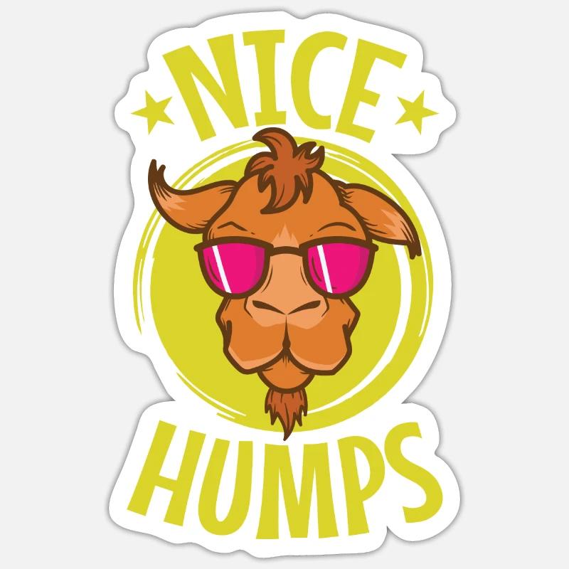 nice Humps cooles Kamel Dromedar - Sticker Größe S (10 x 10 cm) - Mattweiß