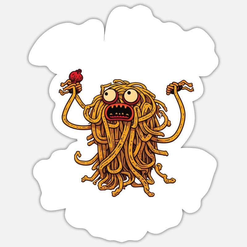 Athéisme athée Spaghetti volant - Sticker taille S (10 x 10 cm) - blanc mat