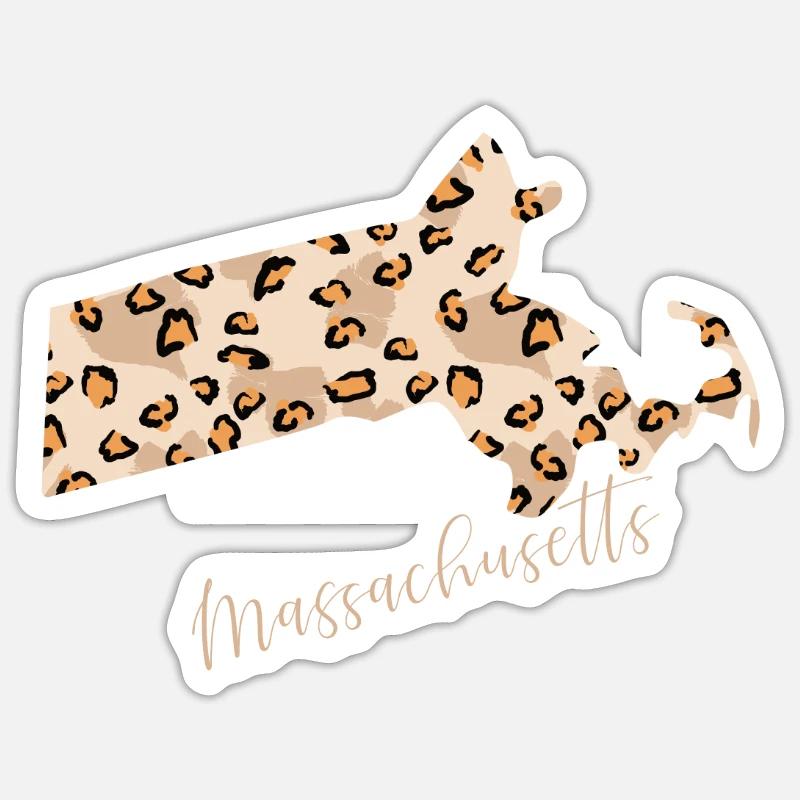Massachusetts Leopard Pattern Card - Sticker size S (10 x 10 cm) - white matte