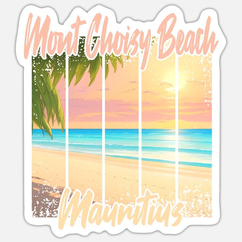 Mont Choisy Beach Sunset - Sticker size S (10 x 10 cm) - white matte