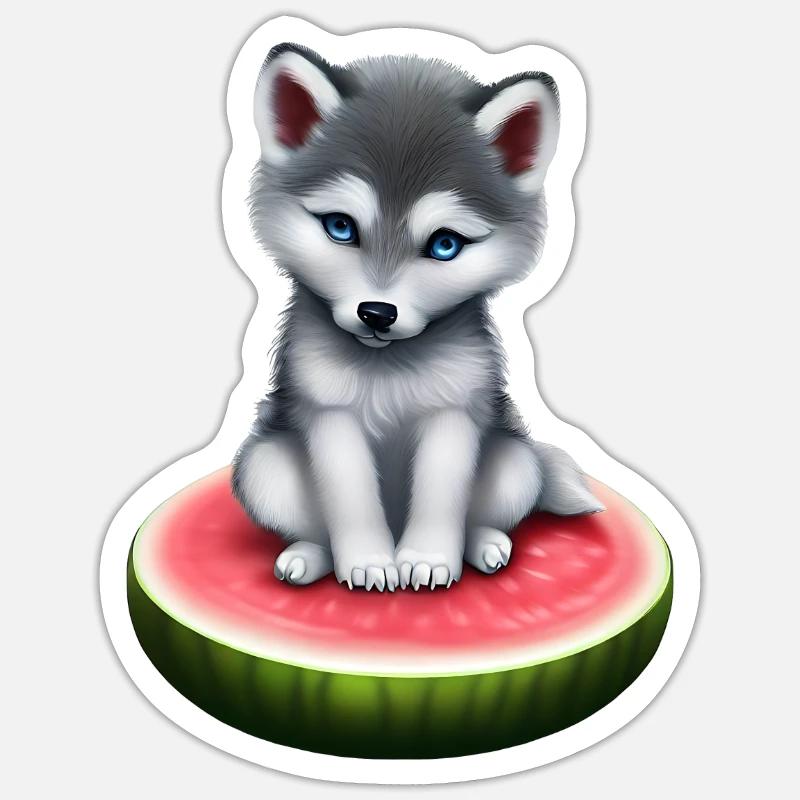 Loup de pastèque Sticker taille S (10 x 10 cm)