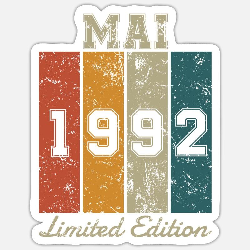 Date de naissance : Mai 1992 - Edition Limitée Rétro Sticker taille S (10 x 10 cm)