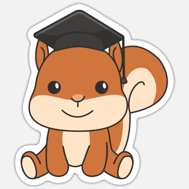 Kindergarten cloué l’écureuil graduation - Sticker taille S (10 x 10 cm) - blanc mat