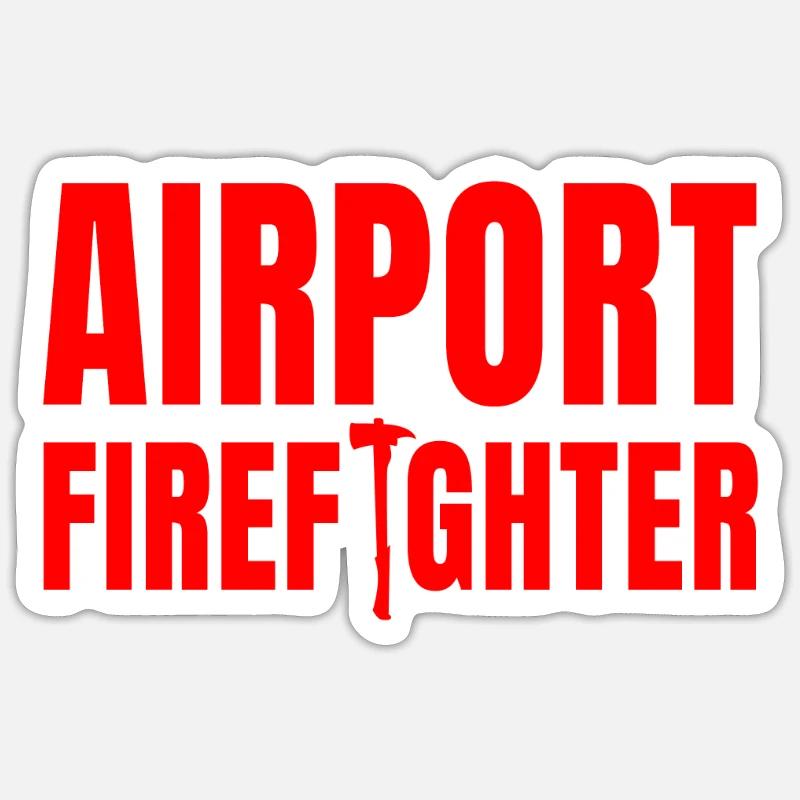 Pompier de l’aéroport - Sticker taille S (10 x 10 cm) - blanc mat