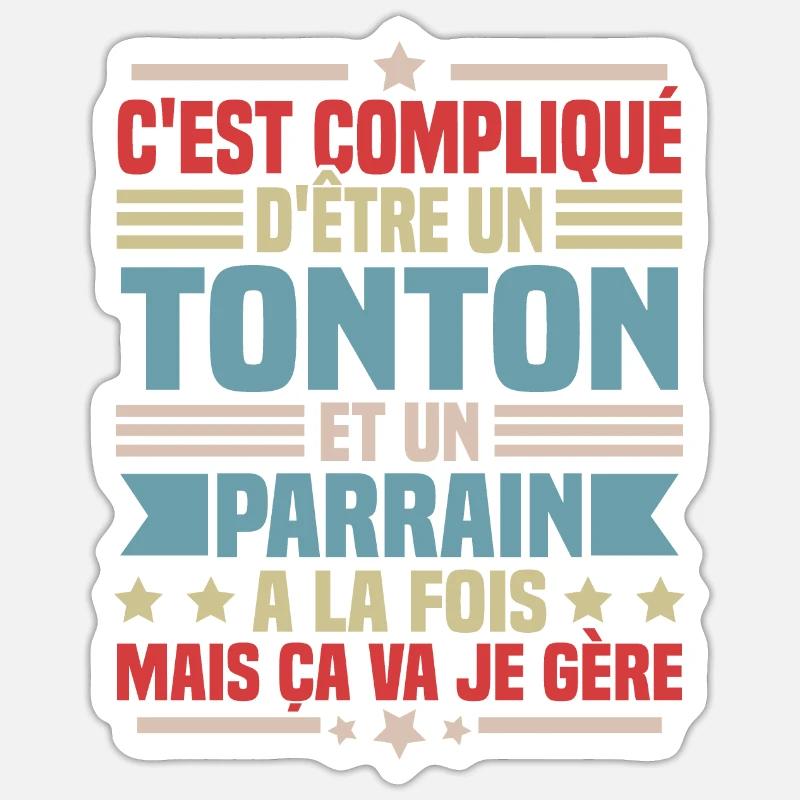 Tonton et Parrain - Sticker taille S (10 x 10 cm) - blanc mat