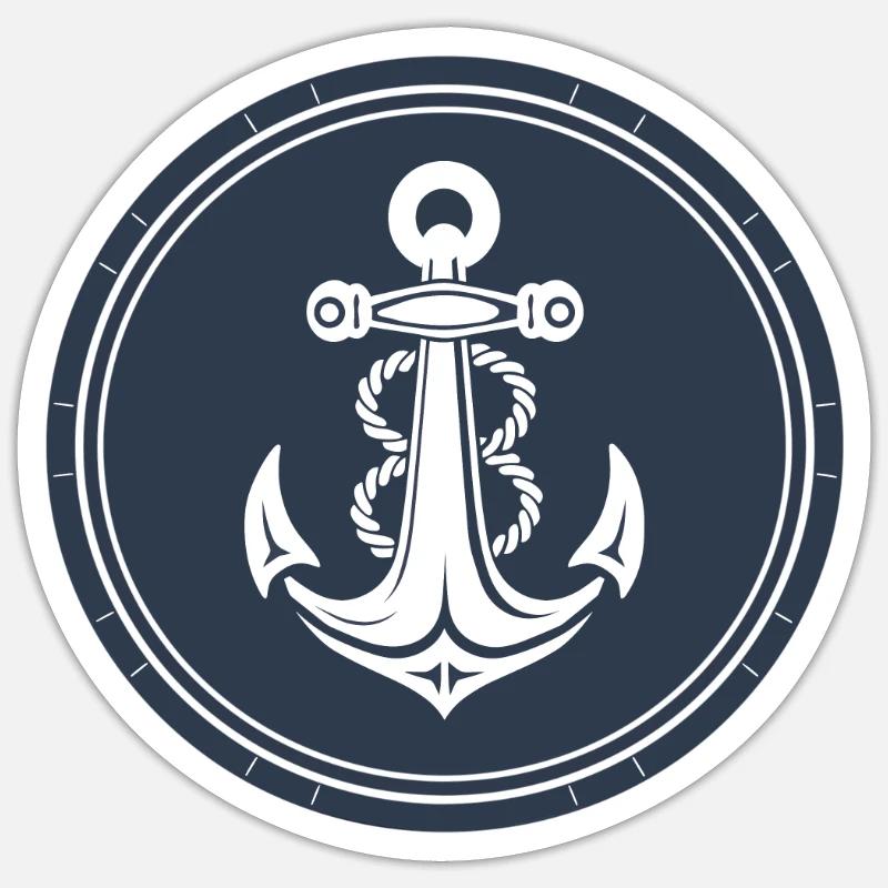 Boot Anker - Sticker Größe S (10 x 10 cm) - Mattweiß