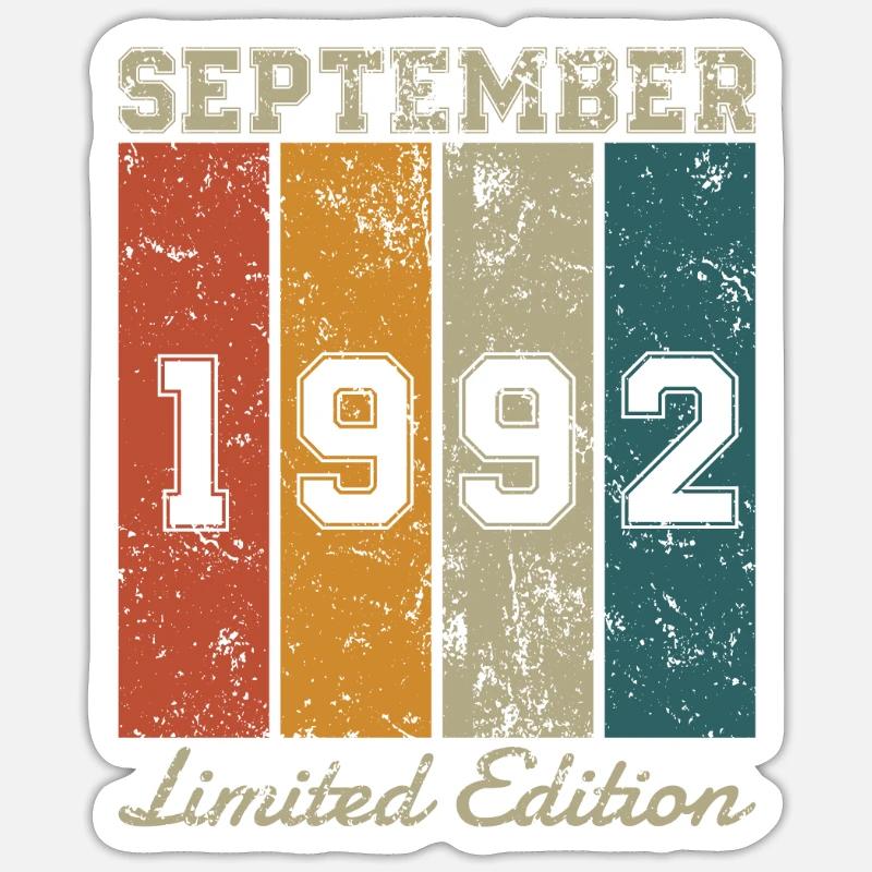 Date de naissance : Septembre 1992 - Edition Limitée Rétro Sticker taille S (10 x 10 cm)