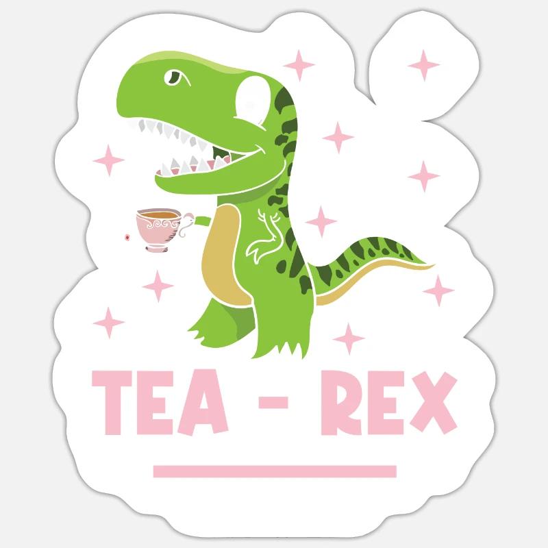 Dinosaurier Tea Rex Jungen Mädchen Saurus Geschenk - Sticker Größe S (10 x 10 cm) - Mattweiß