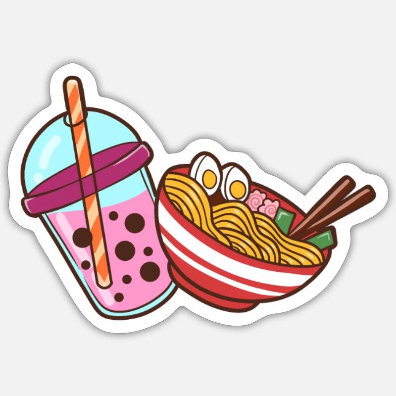 Bubble Tea et cadre - Sticker taille S (10 x 10 cm) - blanc mat
