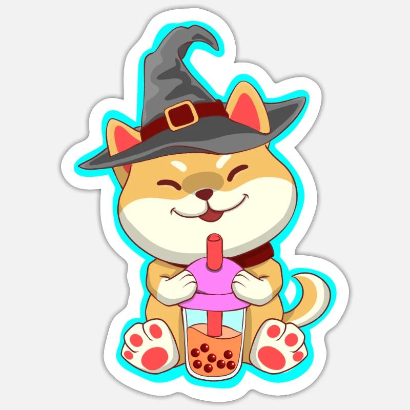 Halloween Cat Bubble Tea - Sticker size S (10 x 10 cm) - white matte