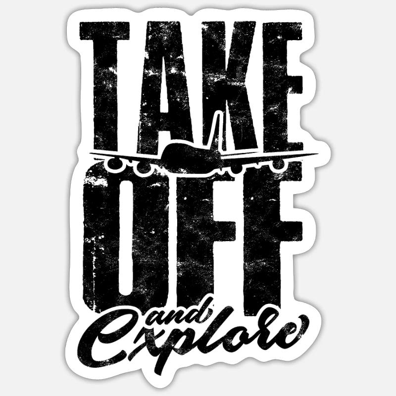 Take off and explore - Airplane Sticker size S (10 x 10 cm)