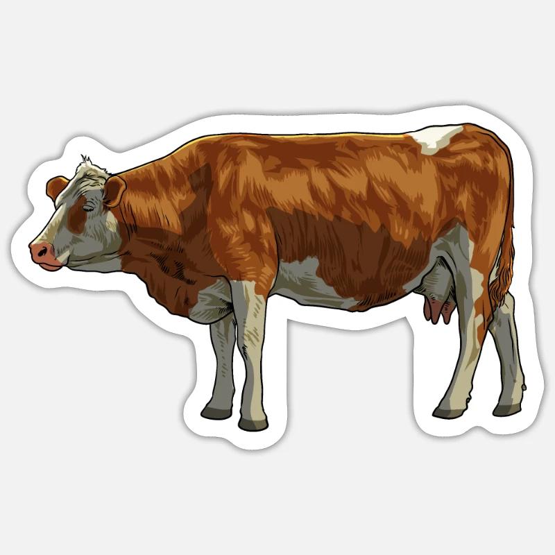 Dessin d’une vache Simmental Sticker taille S (10 x 10 cm)
