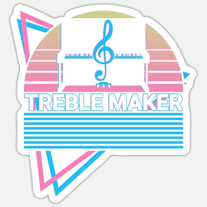 Piano Clavier Piano Retro - Sticker taille S (10 x 10 cm) - blanc mat