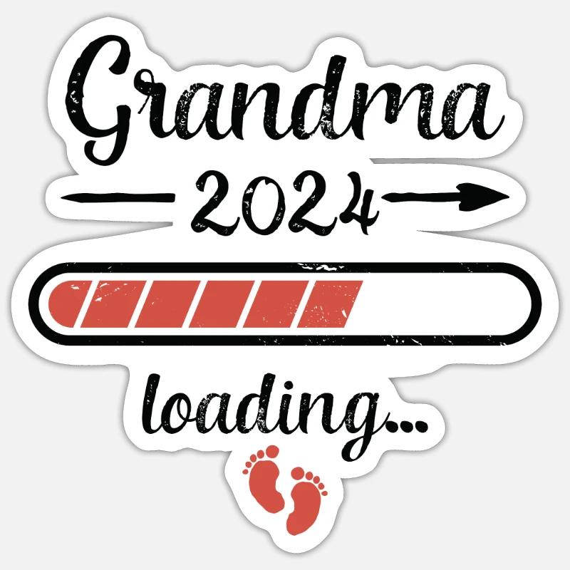 Oma 2024 Loading Schwangerschaft Großmutter Geburt - Sticker Größe S (10 x 10 cm) - Mattweiß