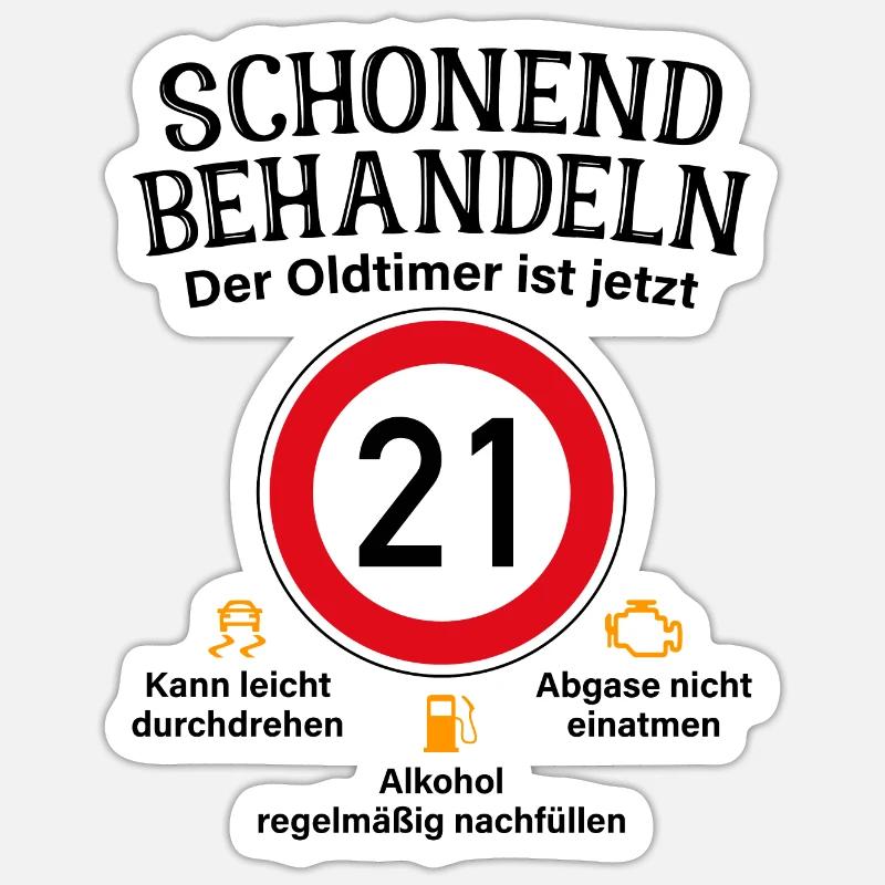 21. Geburtstag Schonend Behandeln Oldtimer Ist 21 - Sticker Größe S (10 x 10 cm) - Mattweiß