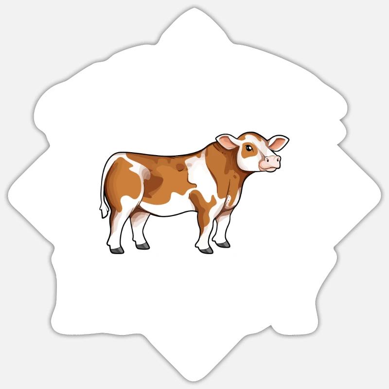Simmental Daddy - Bœuf Simmental - Sticker taille S (10 x 10 cm) - blanc mat