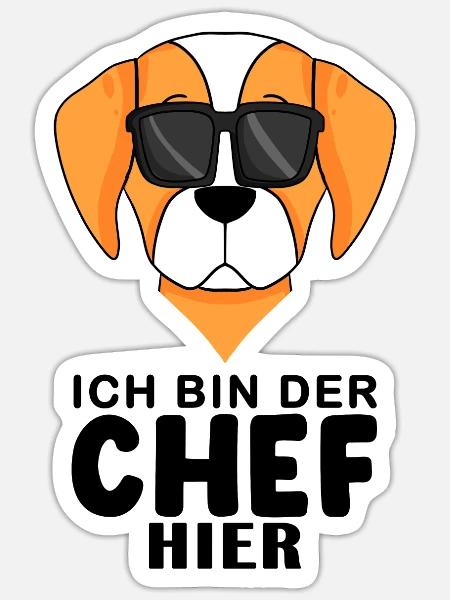 Cooler Hund Epagneul Breton Chef Spruch - Sticker Größe S (10 x 10 cm) - Mattweiß