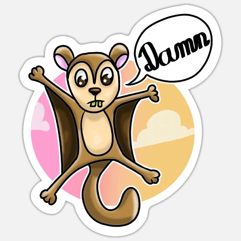 Flughörnchen Fluchhörnchen Gleithörnchen Damn Sticker Größe S (10 x 10 cm)