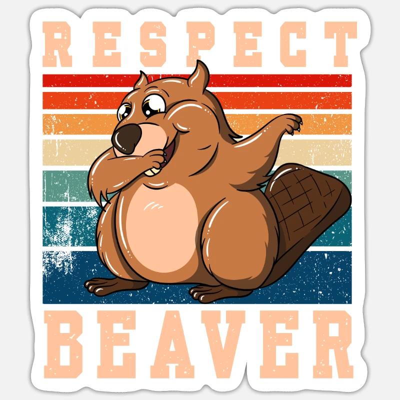 Respectez le castor - Sticker taille S (10 x 10 cm) - blanc mat