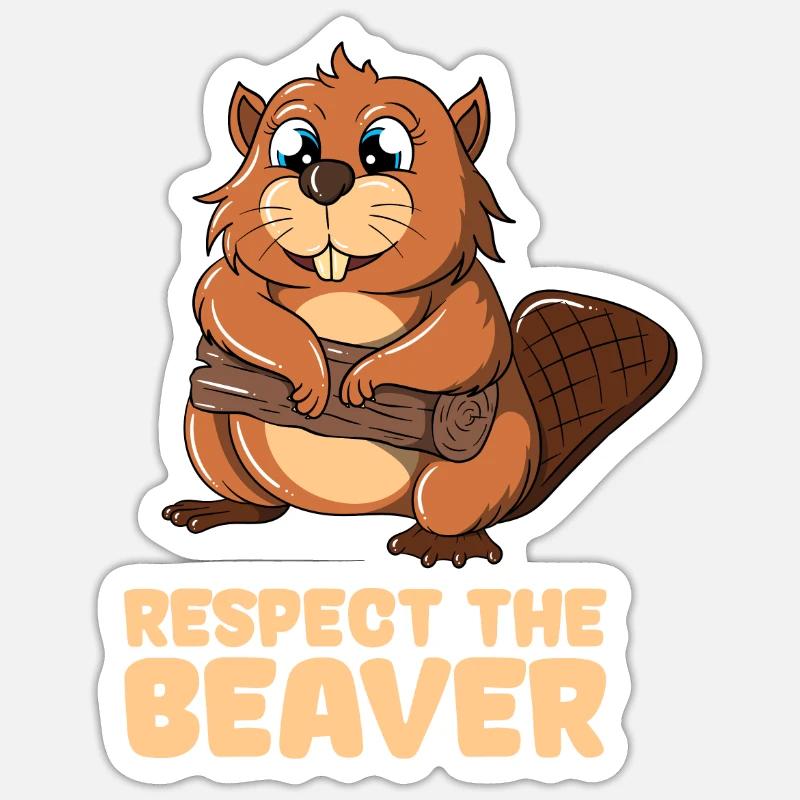 Respectez le castor - Sticker taille S (10 x 10 cm) - blanc mat