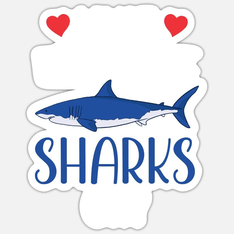 J’aime les requins vraiment ok requin à dents de requin - Sticker taille S (10 x 10 cm) - blanc mat