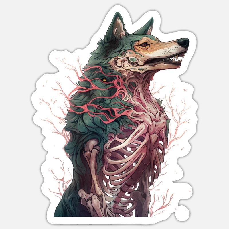 wolf zombie skeleton wolf Sticker size S (10 x 10 cm)
